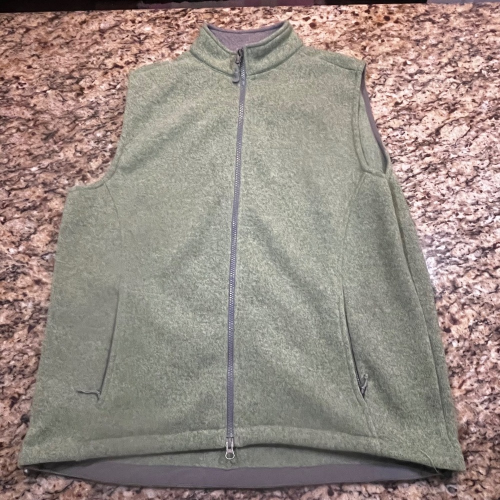 Peter Millar Warmth Element 4 Vest Mens XL‎ Green Full Zip Knit Fleece Lined
